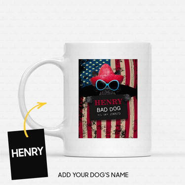 Personalized Dog Gift Idea - Bad Dog Wearing Tall Pink Hat For Dog Lovers - White Mug